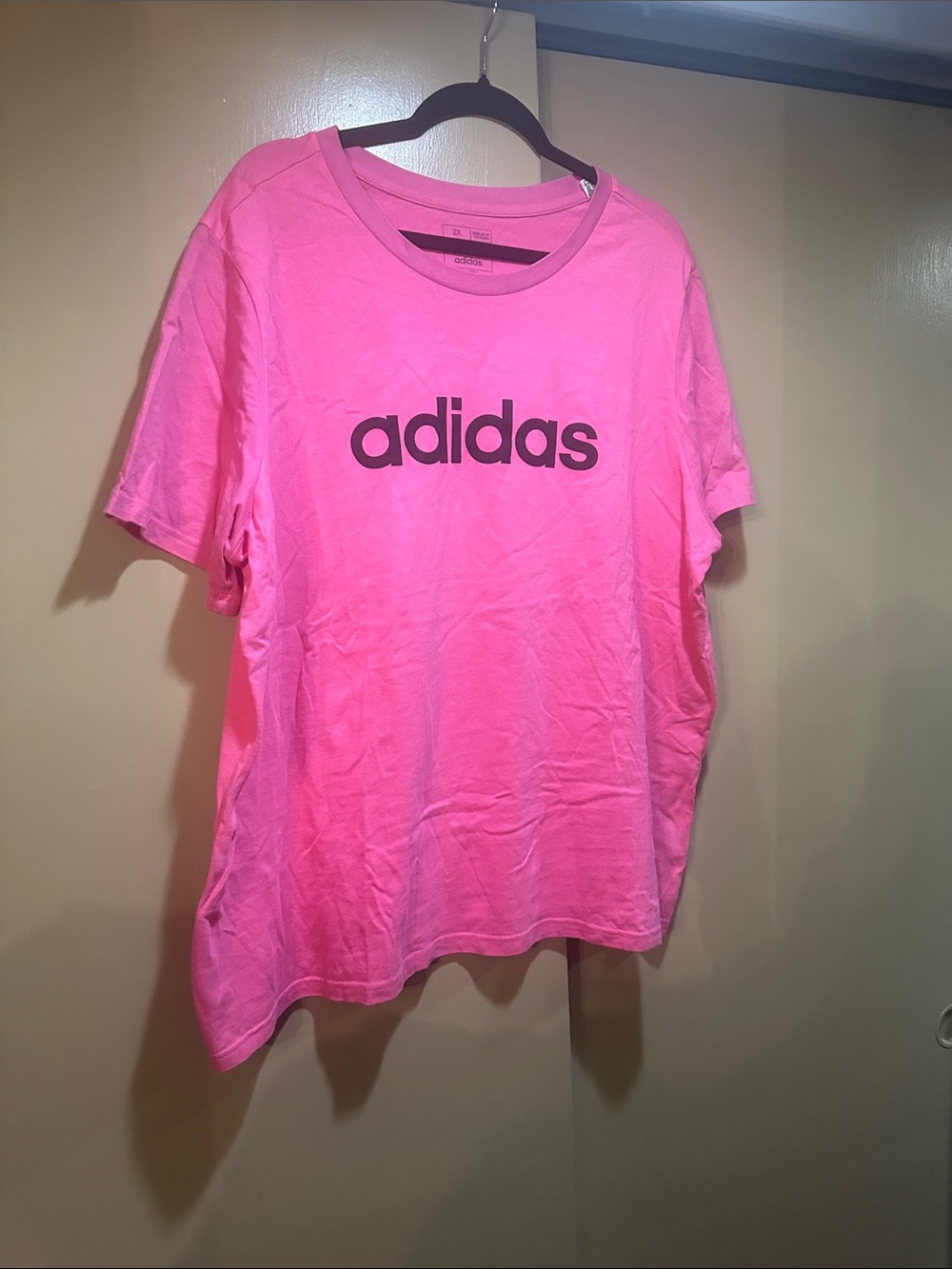 adidas Hot Pink Logo Crewneck Tee